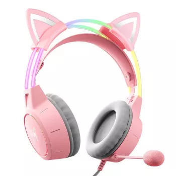 Hoofdtelefoon Onikuma X15Pro gaming-hoofdtelefoon roze kattenoren
