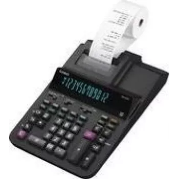 Desktop-drukrekencalculator CASIO DR-200R-BK, compacte zwarte drukcalculator