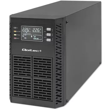 Qoltec UPS onderbrekingsvrije stroomvoorziening | 1kVA | 1000W | vermogensfactor 1,0 | LCD | EPO | USB | online