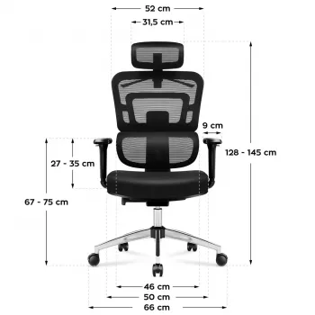 Bureaustoel mark adler Expert 4.9 model 5701-65776 — mesh, verstelbare hoofdsteun, lendensteun, zithoogte 44–52 cm, max. belasting 150 kg