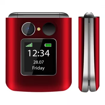 Flip-telefoon Beafon Fold 10 Silver Line rood-zilver dual-sim