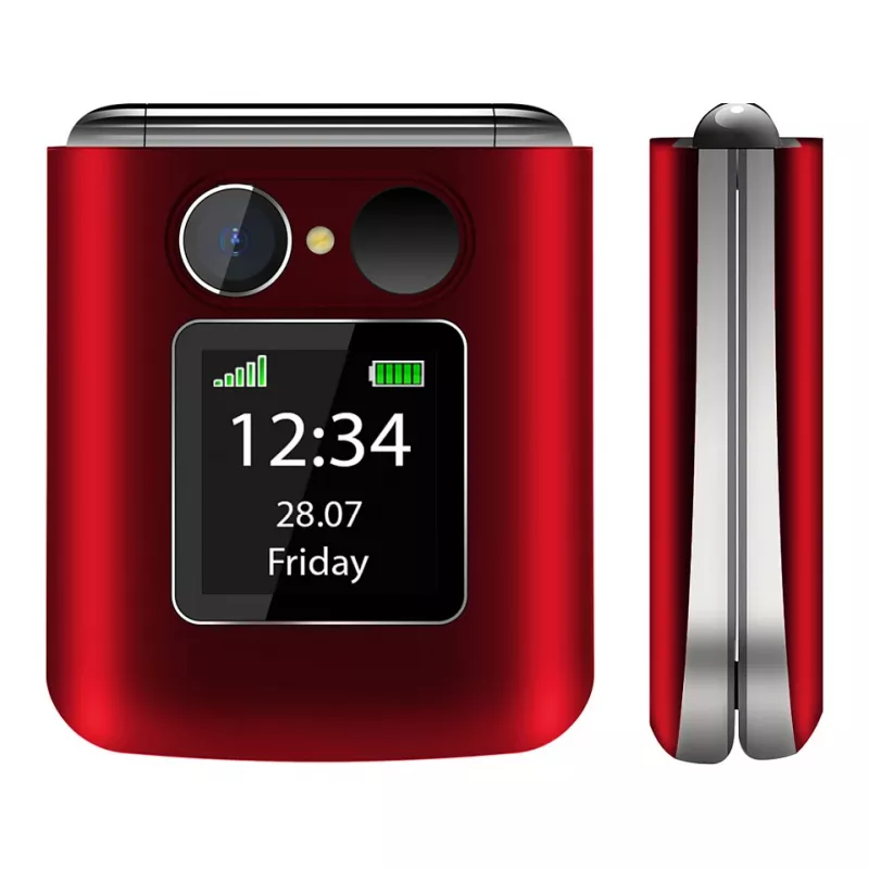 Flip-telefoon Beafon Fold 10 Silver Line rood-zilver dual-sim