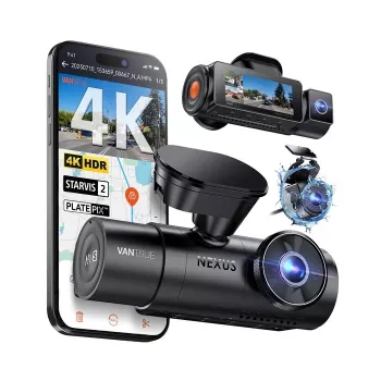 Auto-dashcam VANTRUE N4 PRO S 3-kanaals (voor + interieur + achter), 3840x2160, F/1.8, Wi‑Fi, GPS, 3,19 inch display