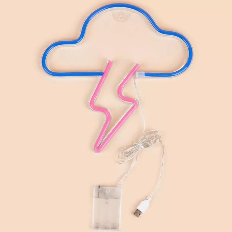 Neonlicht MANTA SNL71BL wolk met bliksem blauw‑roze – decoratief LED-neonbord