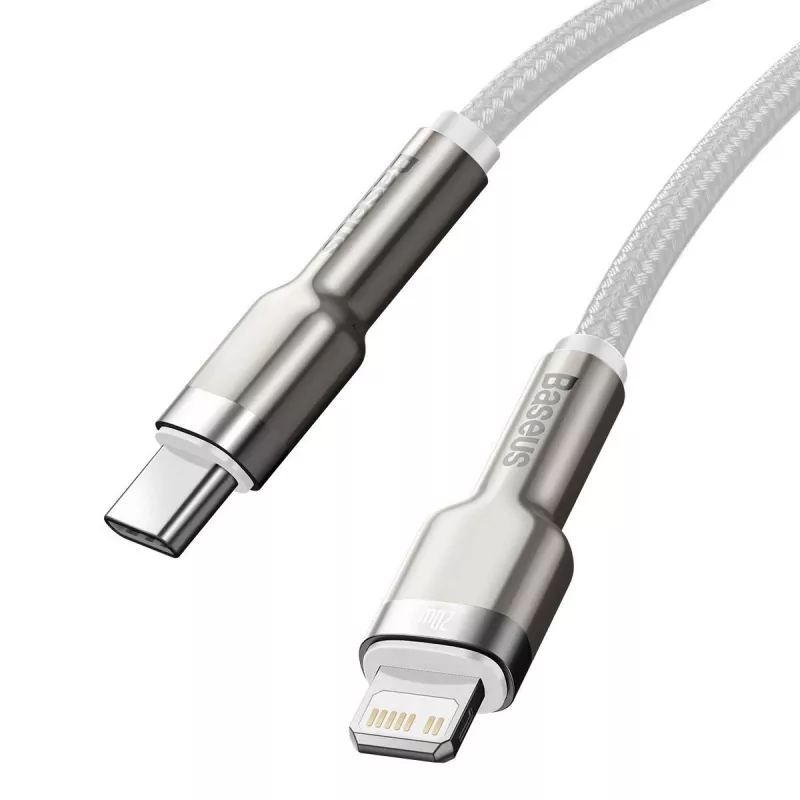 USB-C naar Lightning kabel Baseus Cafule 1 m, 20 W, zinkbehuizing, wit