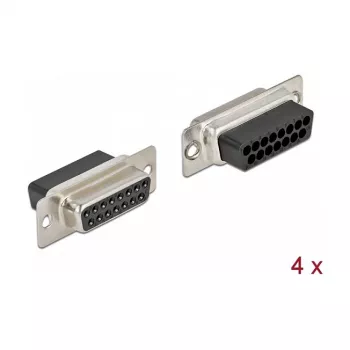 Draadconnector DeLOCK 66720 D-Sub 15-polig zwart zilver