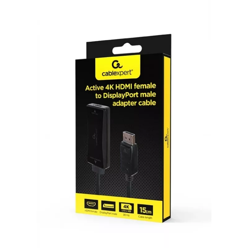 Videokabeladapter GEMBIRD A-HDMIF30-DPM-01 HDMI type A naar DisplayPort 0,15 m zwart