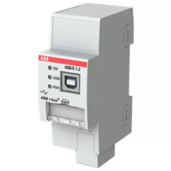 Interface-adapter ABB USB/S1.2 met seriële en USB 2.0-uitgang, 21–30 V ingang, 36×64,5×90 mm, grijs
