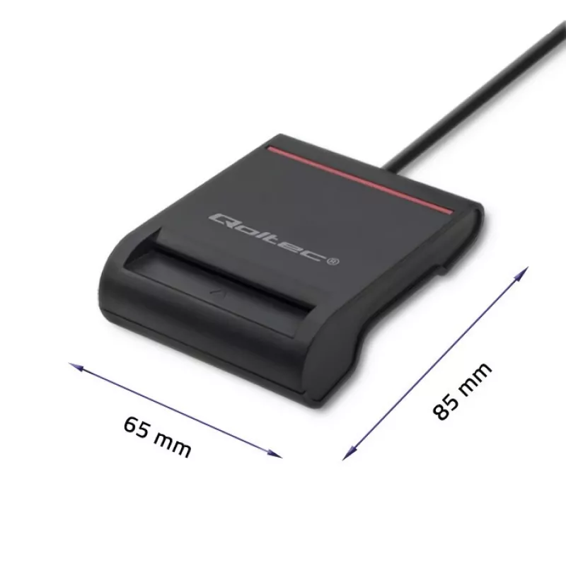 ID-kaartlezer QOLTEC smartchip-ID-kaartlezer — USB, zwart, 84,5×65×16 mm, 63 g