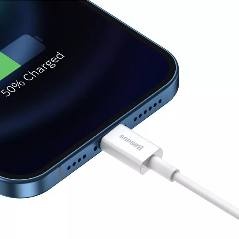 Baseus Superior Series kabel USB naar Lightning, 2,4A, 0,25m (wit)