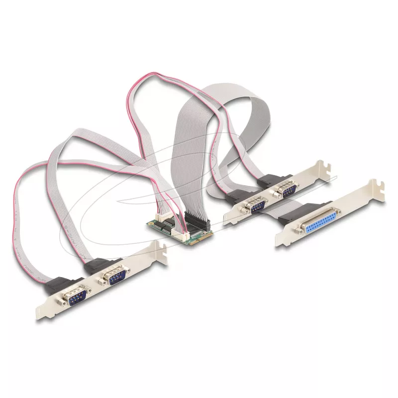 Interne Mini-PCIe-interfaceadapter DELOCK 95279 — seriële host, Mini-PCIe-uitgang, RS-232-ondersteuning, 460,8 Kbit/s, FIFO 256 B, 30×51×10 mm