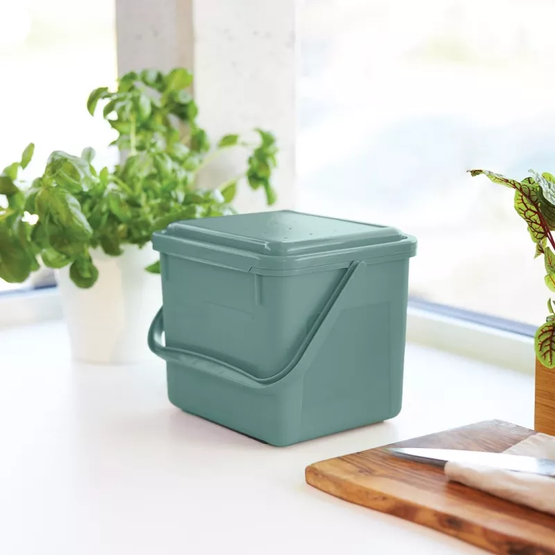 Afvalscheidingsbak rotho groen 4,5 l – compacte technopolymeer recyclingbak met ophanggat