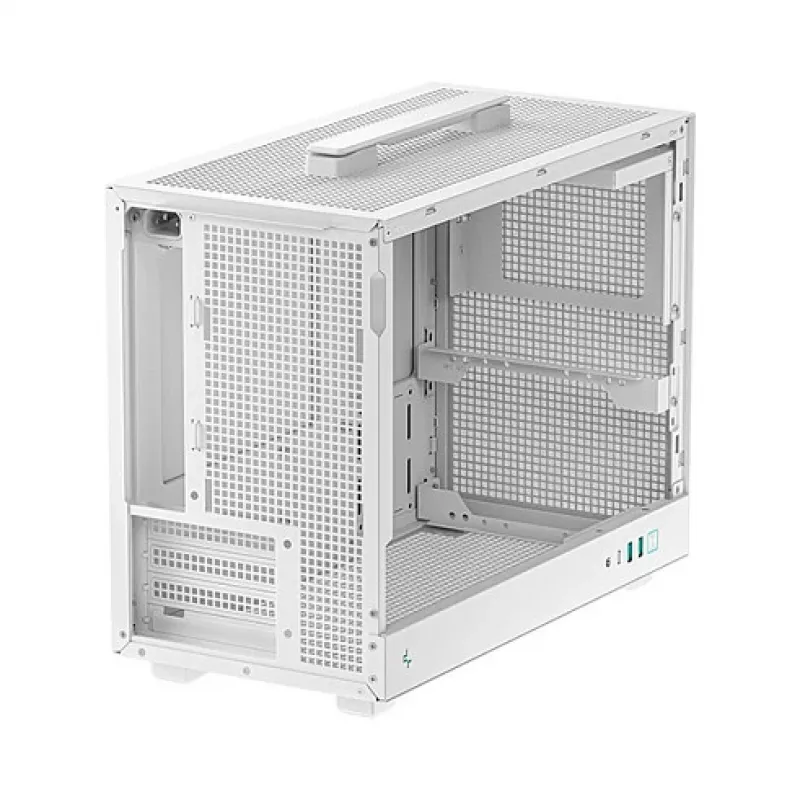 Computerbehuizing DeepCool CH160 PLUS WH small form factor wit, microATX, gehard glas, USB-C
