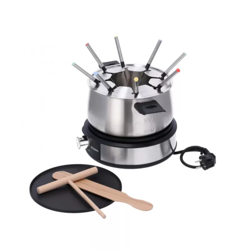 Severin FO 2471 fondue- en crêpecombinatie, zwart/roestvrij staal