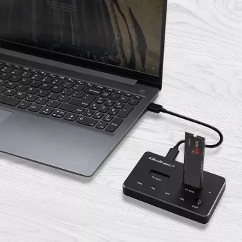 Qoltec 52274 M.2 SSD-dockingstation | NVMe | SATA | USB-C | DUAL 2 x 2TB
