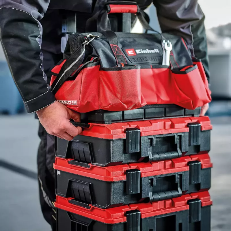 Einhell 4540036 E-Case Bag systeem-gereedschapstas, polyester, 30 kg draagvermogen, zwart/rood