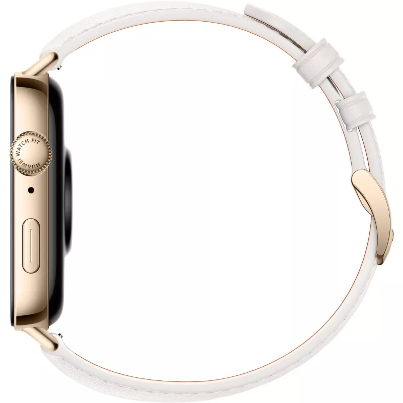 Watch Fit 3 (Solo-B19V), smartwatch goud/wit, leren bandje in wit