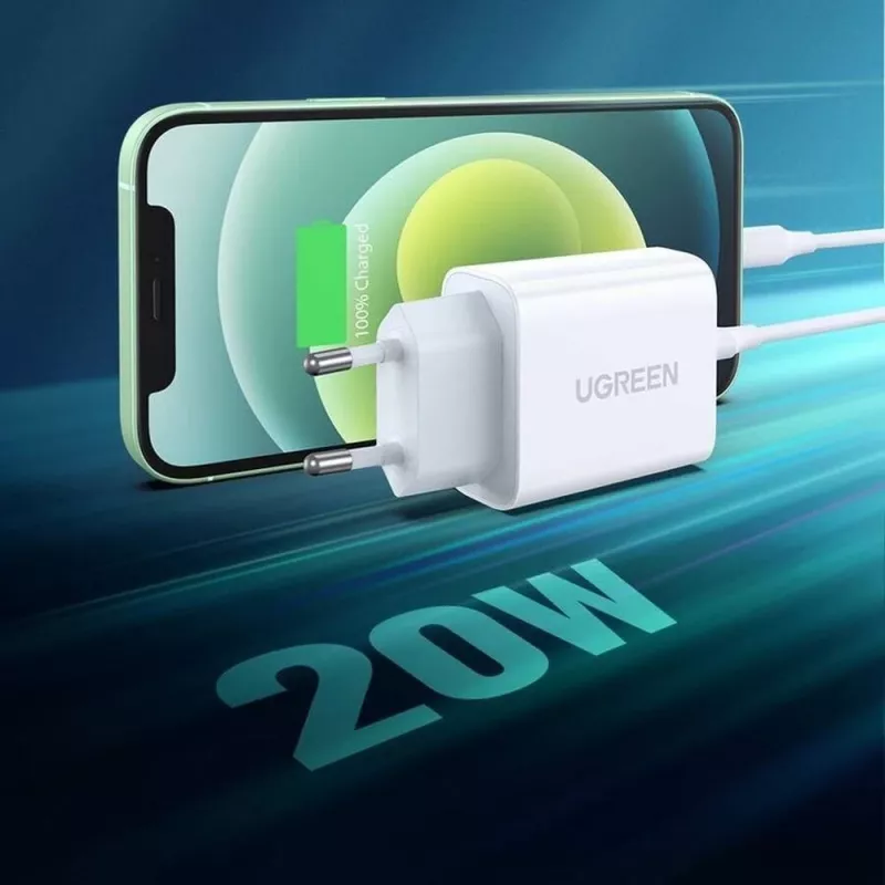 Ugreen USB Power Delivery 3.0 Quick Charge 4.0+ 20W 3A voeding (wit)