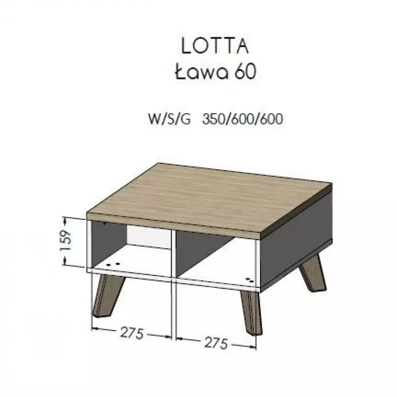 Cama LOTTA 60 salontafel Wotan-eiken/mat zwart