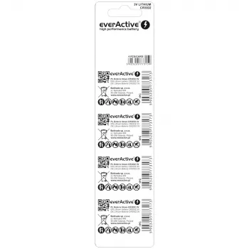 Knoopcel lithiumbatterij everActive CR3032, 3V, 580 mAh, knoopcel, 4-pack