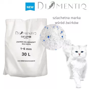 Kattengrit DIAMENTIQ Neutral klontvormend siliconengranulaat 30 l — ongeparfumeerd, 1–6 mm