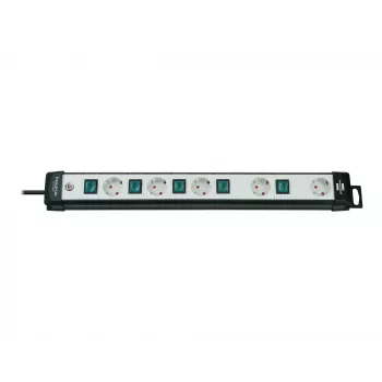 Brennenstuhl Premium-Line Technik 5-voudig, 3 m stekkerdoos 5-voudig zwart/lichtgrijs, 3m H05VV-F 3G1,5, individueel schakelbaar speciale stopcontactindeling