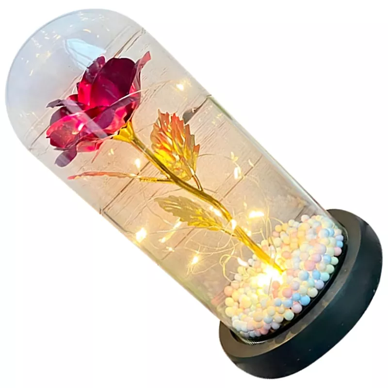 Eeuwige roos in glas Extralink Home, rode LED lichtgevend