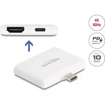 DELOCK USB Type-C-adapter naar HDMI 4K 60 Hz met data en PD 94 W (model 61087)
