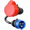 go-e CH-04-31 adapter voor Gemini flex 11 kW, CEE rood 16 A driefasig naar CEE blauw 16 A, IP55, 0,3 m, zwart