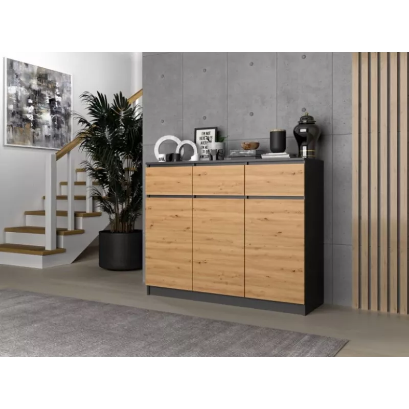 3D3S kommode 120x40x97 cm, antraciet/artisan