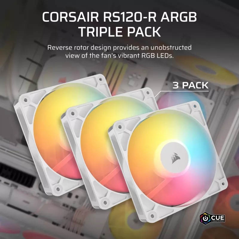 Ventilator CORSAIR RS120-R 120mm wit ARGB 25mm dikte