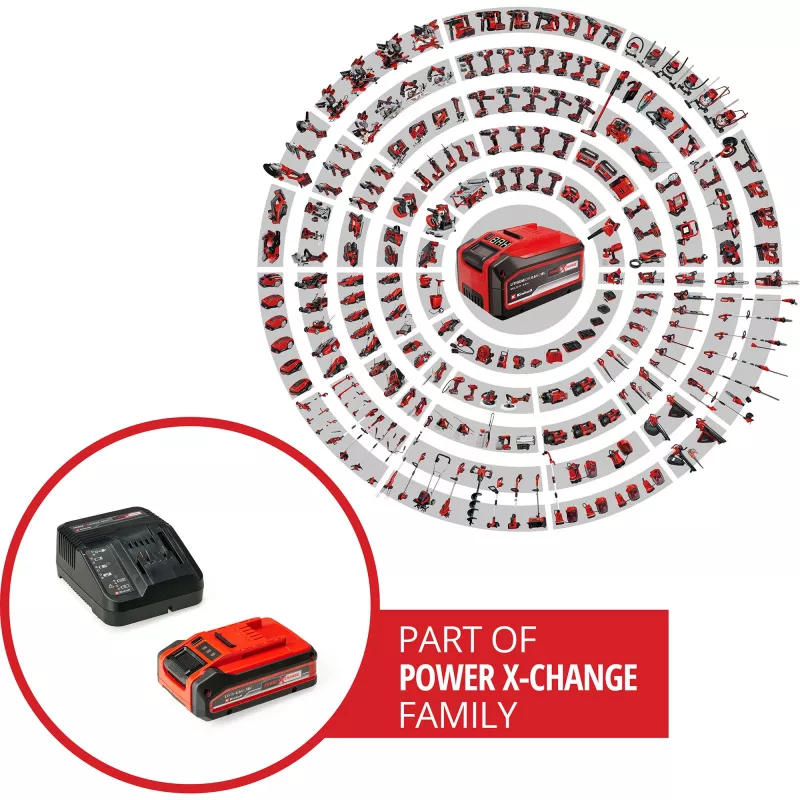 Accu-boorhamer EINHELL Power X-Change TE‑HD 18 Li, 18V, Li‑Ion 4,0 Ah Plus, met boor- en beitelset