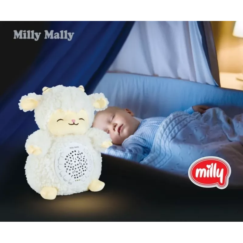 Pluchen projectorspeelgoed milly mally schaap projector pluchen dier model 5664 voor peuters — zacht nachtlampje
