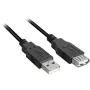 USB 2.0 verlengkabel, USB-A stekker > USB-A bus zwart, 1,0 meter, dubbel afgeschermd