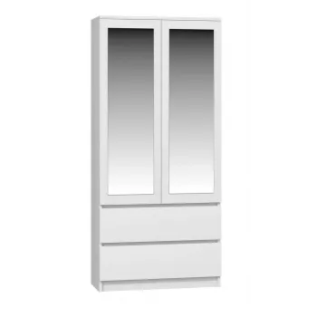 Topeshop SS-90 BIEL LUSTRO slaapkamerkledingkast/kast 5 planken 2 deur(en) wit