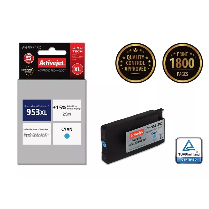 Activejet AH-953CRX inkt (vervanger voor HP 953XL L0S70AE; Premium; 50 ml; zwart)