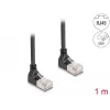 Netwerkkabel DeLOCK RJ45 Cat.6A S/FTP slank 90° omhoog 1m zwart