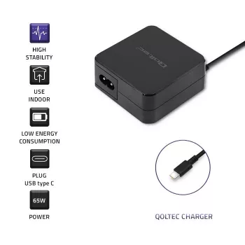 Qoltec 51027 oplader | 65W | 5-20,3V | 2-3,25A | USB Type-C | PD