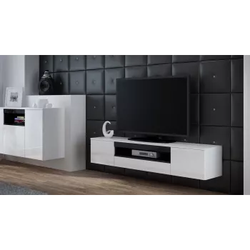Cama TV-standaard VIVA 180 wit/wit glanzend + zwart