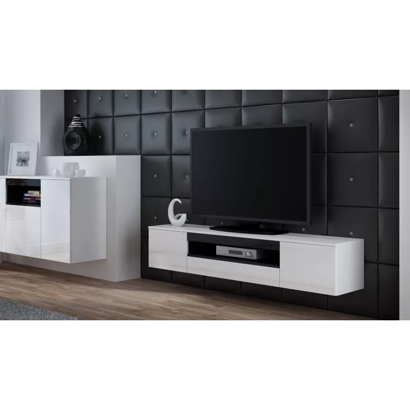 Cama TV-standaard VIVA 180 wit/wit glanzend + zwart