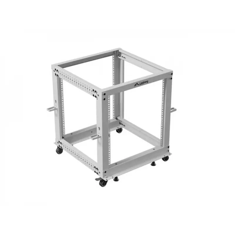 19 inch open rack LANBERG 12U, verstelbare diepte 600–1100 mm, grijs