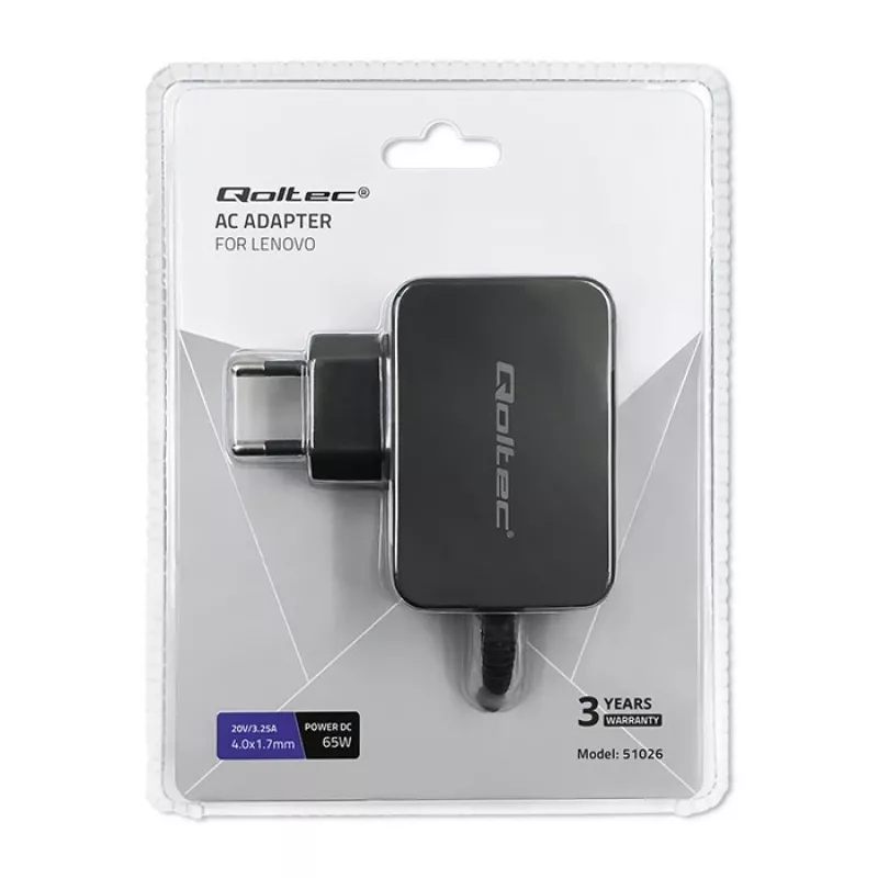 Qoltec 51026 voeding/adapter binnen/buiten 65 W zwart