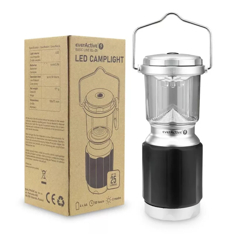 Batterijgevoede LED campinglamp EverActive Basic Line EL-25 25lm