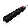 Gembird SPG5-U2-5-02 stekkerdoos met USB-oplader, 5 stopcontacten, 1,5 m, 2x USB, zwart