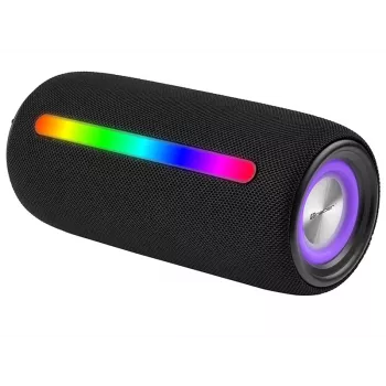 Draagbare stereoluidspreker TRACER Stripe zwart — 10 W RMS, Bluetooth/bedraad, USB-A & USB-C, MicroSD, ingebouwde accu (tot 5 uur)
