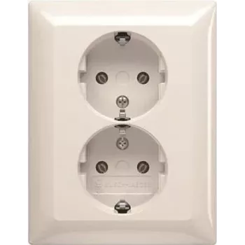 BUSCH JAEGER BJ 202 EUJ-914 SCHUKO® dubbel stopcontact, volledige afdekplaat