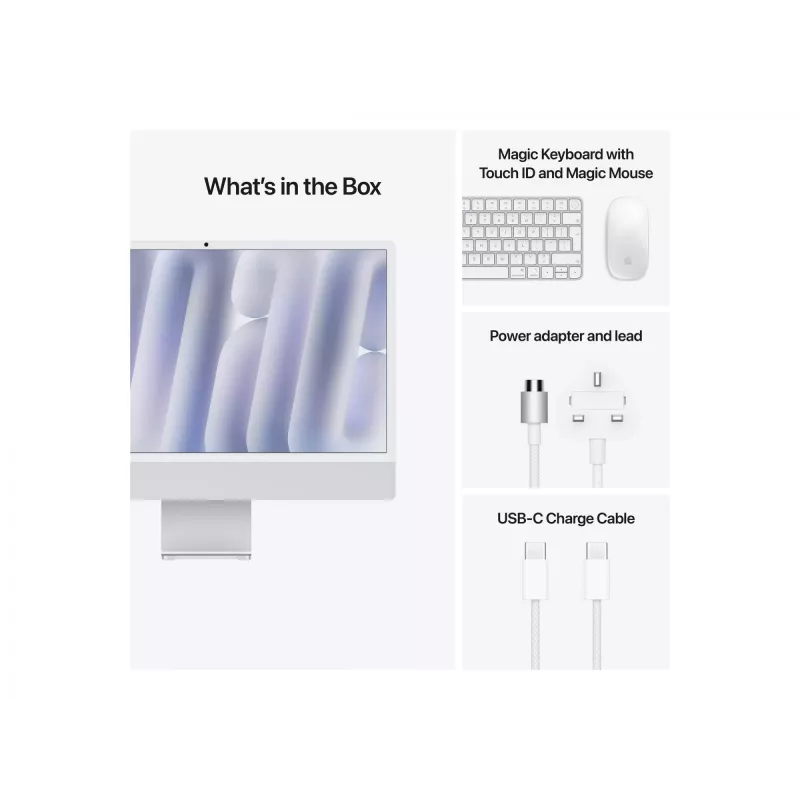 iMac 24 inch: M4 10/10, 24GB, 512GB SSD – zilver
