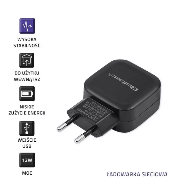 AC indoor oplader QOLTEC 50186 voor smartphone en tablet, 5 V 3.4 A, 17 W, 2× USB, zwart
