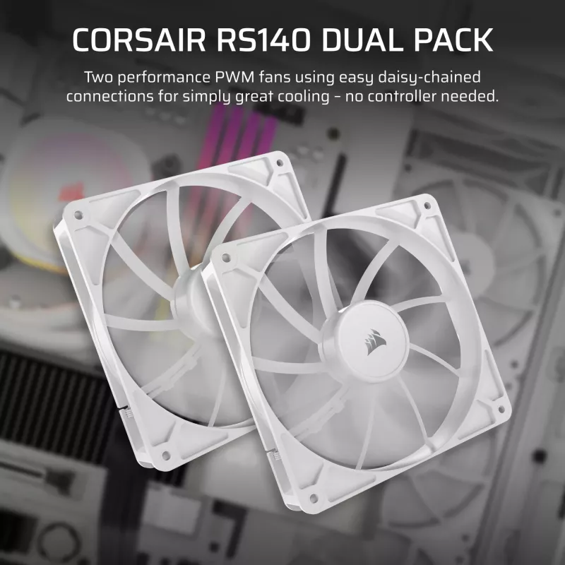 Corsair RS140 Dual Pack behuizingsventilatoren, 140 mm, wit, CO-9050195-WW