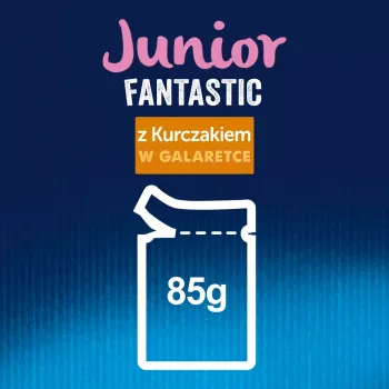 Natvoer voor katten Purina Nestlé Felix Fantastic Junior 85 g zakje — kip, 77,5% vocht, 13,5% proteïne